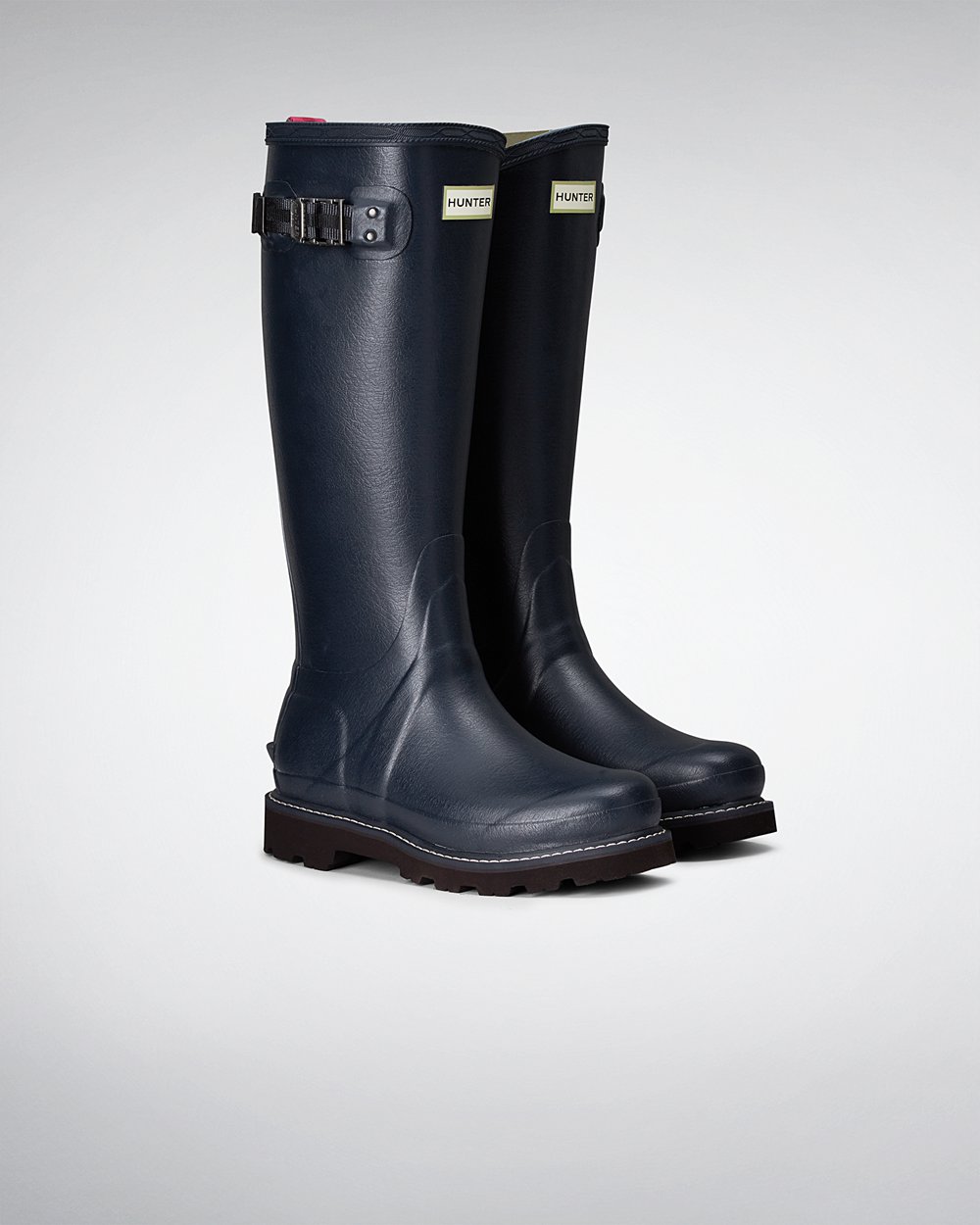 Womens Hunter Tall Rain Boots Navy - Balmoral Poly-Lined - 0756128-SH